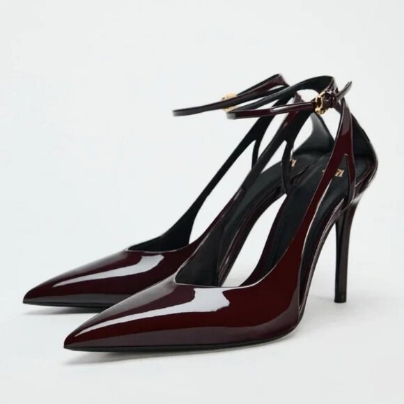 ZARA HEELED FAUX PATENT LEATHER SHOES - Picture 2 of 6